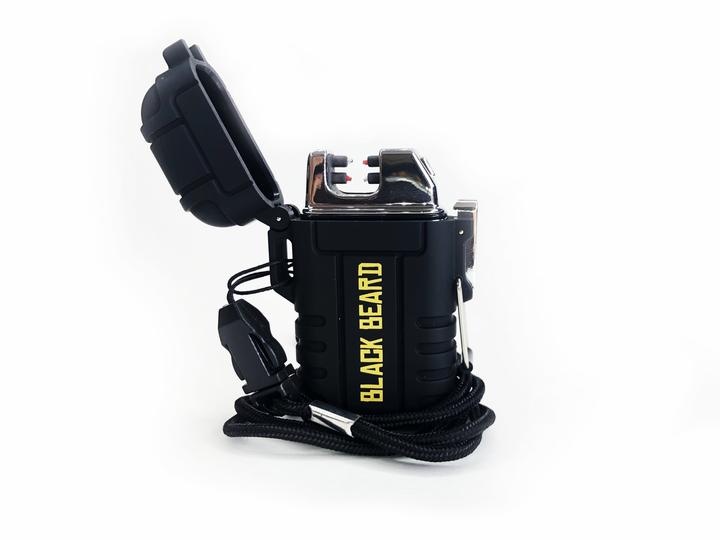 Black Beard Arc Lighter by Alpenglow Readiness Supply, featuring a sleek design ideal for outdoor use.