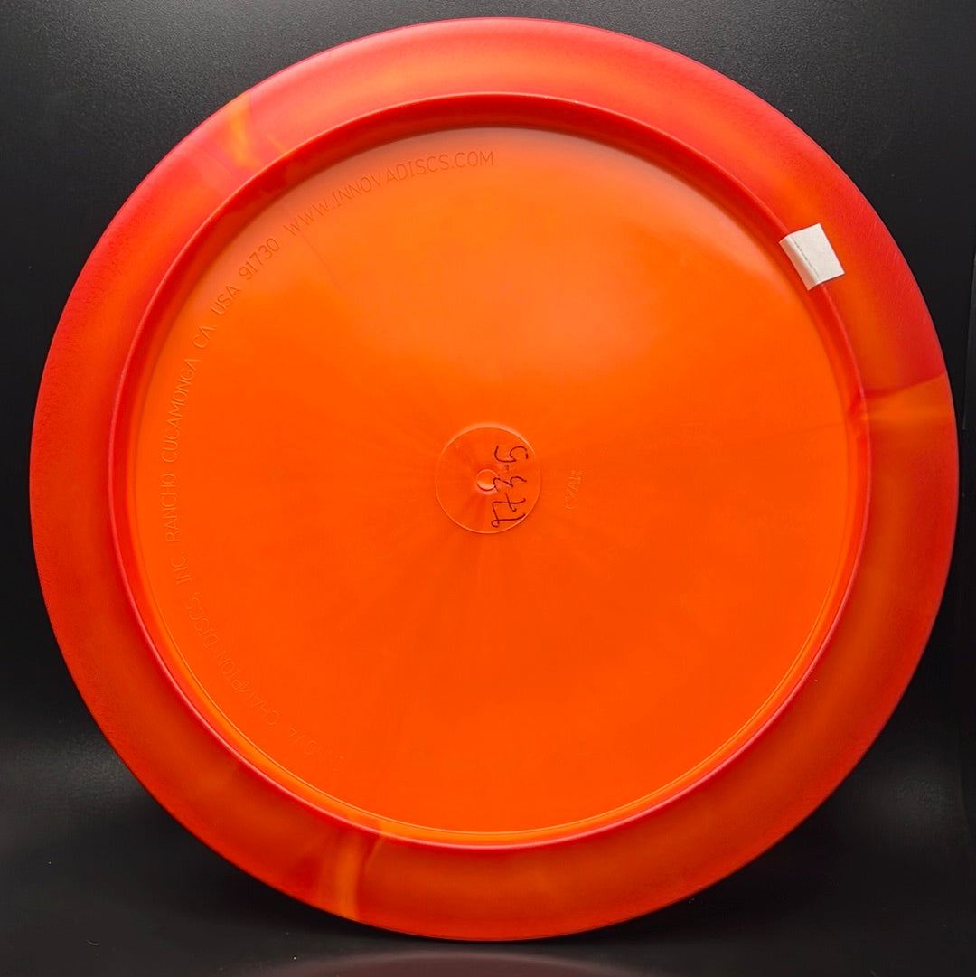 Rare Air Discs Halo S-Blend Czar disc golf disc, radioactive man edition, with vibrant design and signature stamp visible.