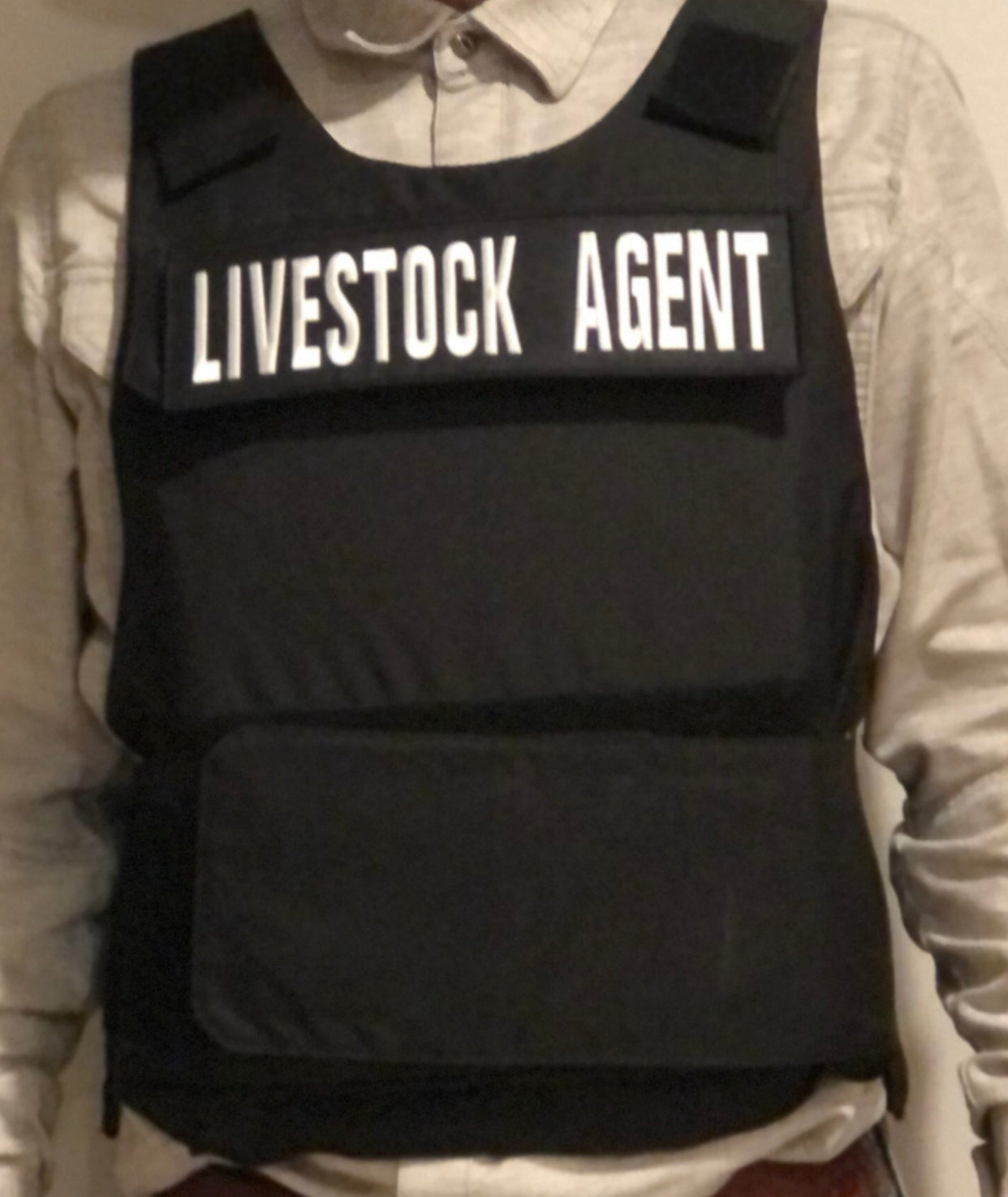 Pair of Redemption Tactical Livestock Agent patches, 3x10 inches with hook and loop fasteners, suitable for tactical gear.