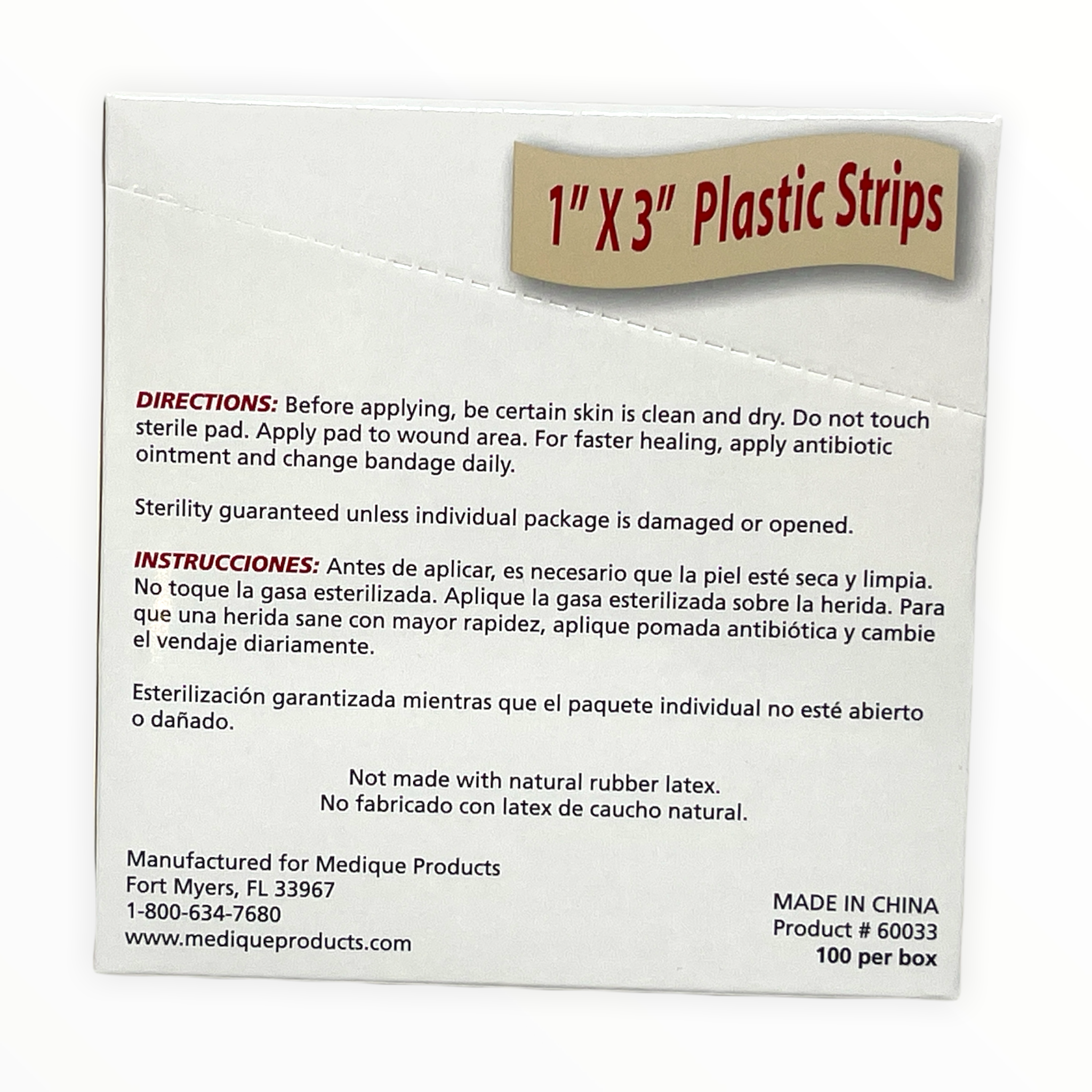 Alpenglow Readiness Supply 1"x3" plastic strip bandages in a clear package, ideal for first aid supplies.