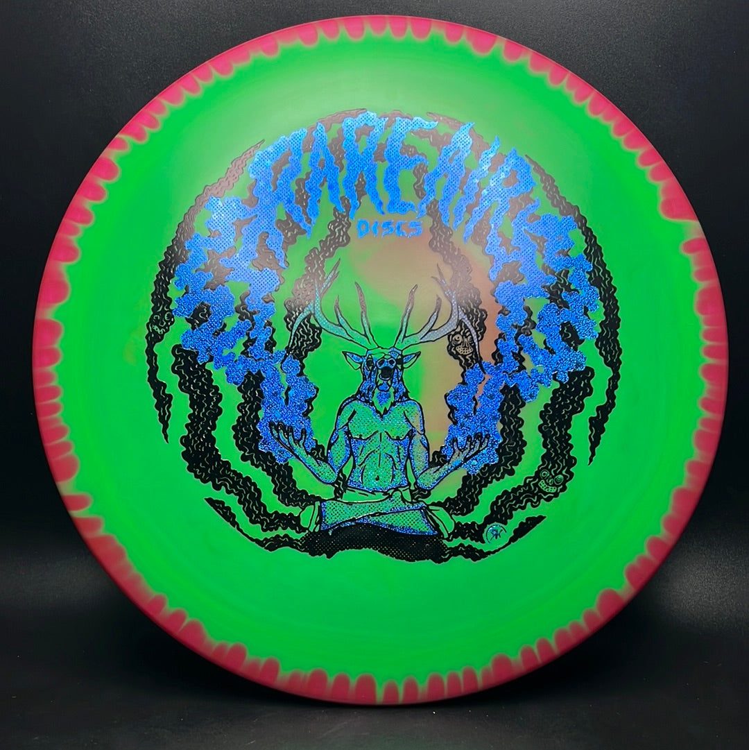 Rare Air Discs Halo S-Blend Exodus disc golf disc with custom RAD elk stamp on a white background.