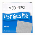 Sterile 4” x 4” gauze pads from Alpenglow Readiness Supply, ideal for wound care and first aid applications.
