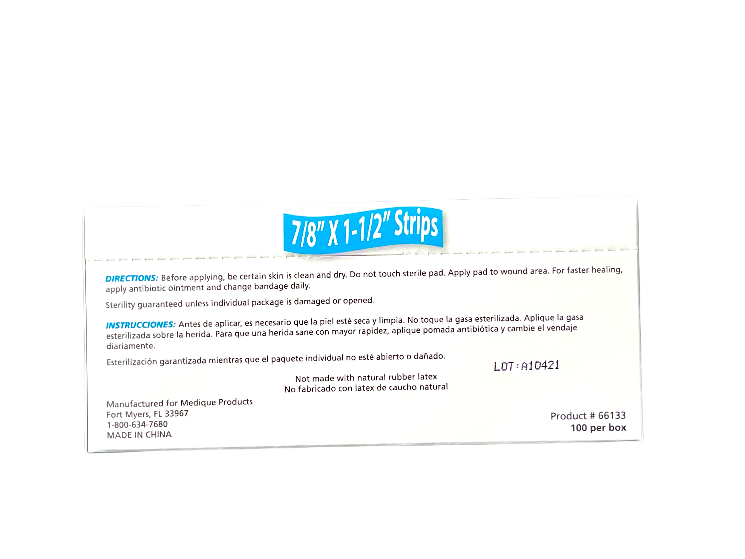 Medique Jr. woven strip bandages, 7/8" x 1-1/2", first aid supplies with beige woven fabric and metal strip for wound coverage