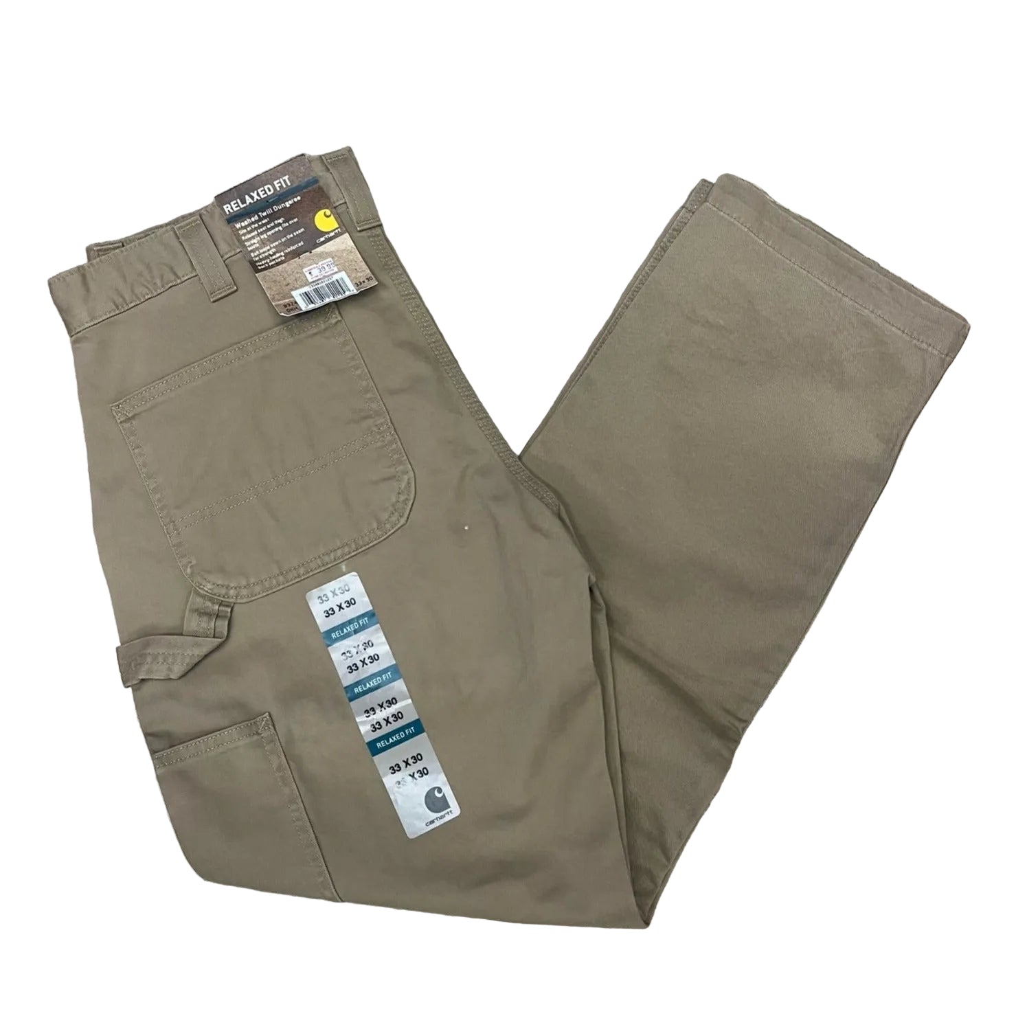 Brown pants with a label on a white background