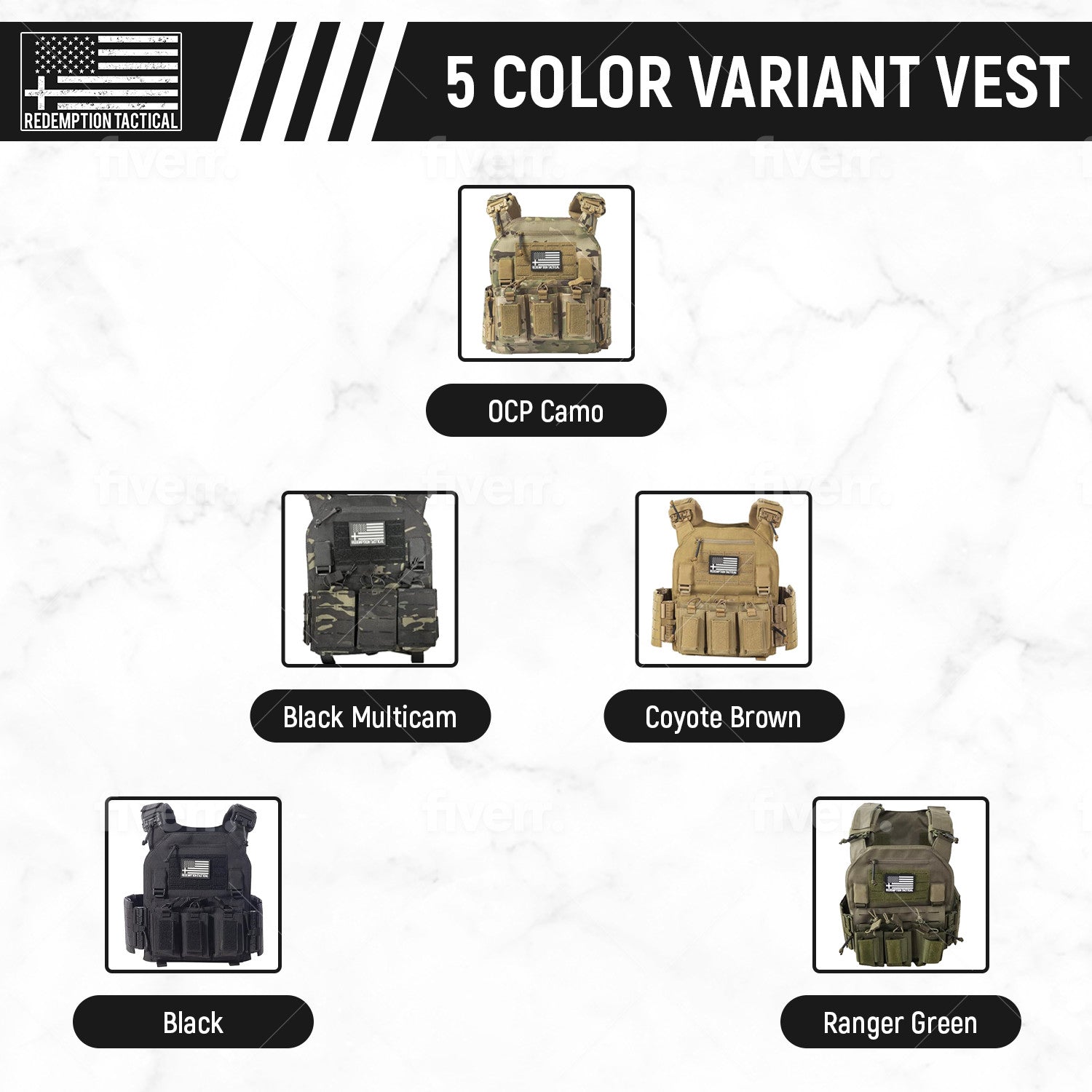 Redemption Tactical RT Crusader 2.0® lightweight Level IV front and back armor plates in a full vest kit, 10x12 size.