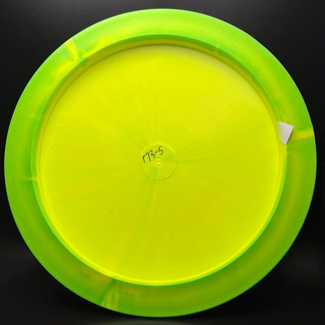 Rare Air Discs Halo S-Blend Czar disc golf disc, First Run Radioactive Man Edition with vibrant design and detailed branding.