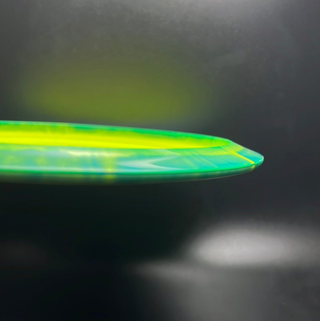 Rare Air Discs Halo S-Blend Exodus disc golf stamp featuring a custom RAD Elk design on a disc with vibrant colors.