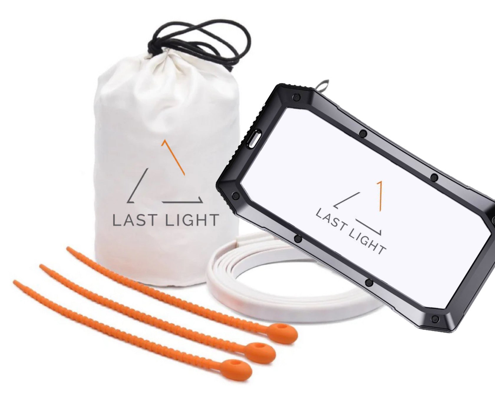 Last Light LLC Power Bundle with portable lighting and charging devices, shown with compact light and power accessories.