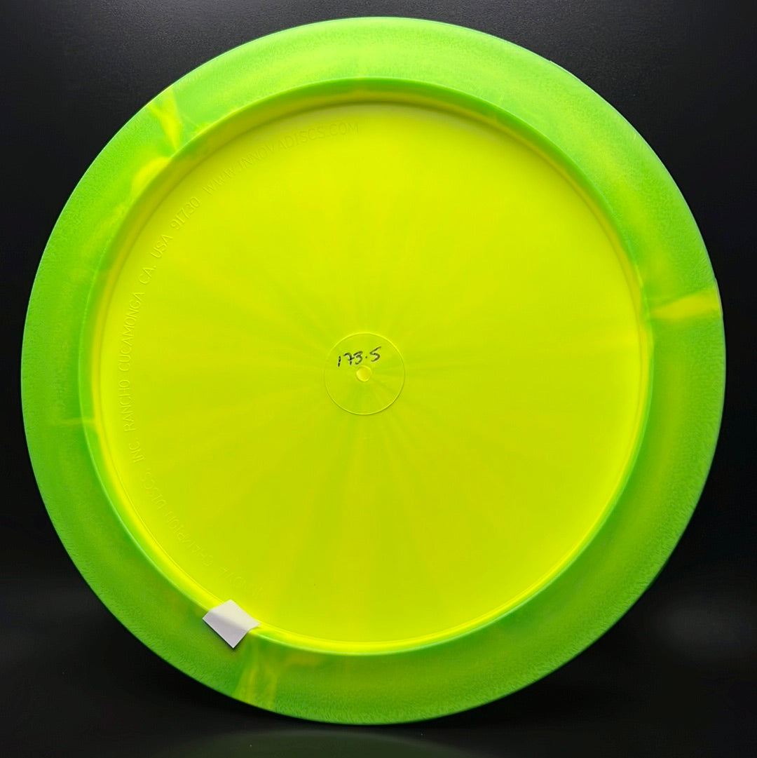 Rare Air Discs Halo S-Blend Czar disc golf disc, radioactive man edition, with vibrant colors and detailed design.