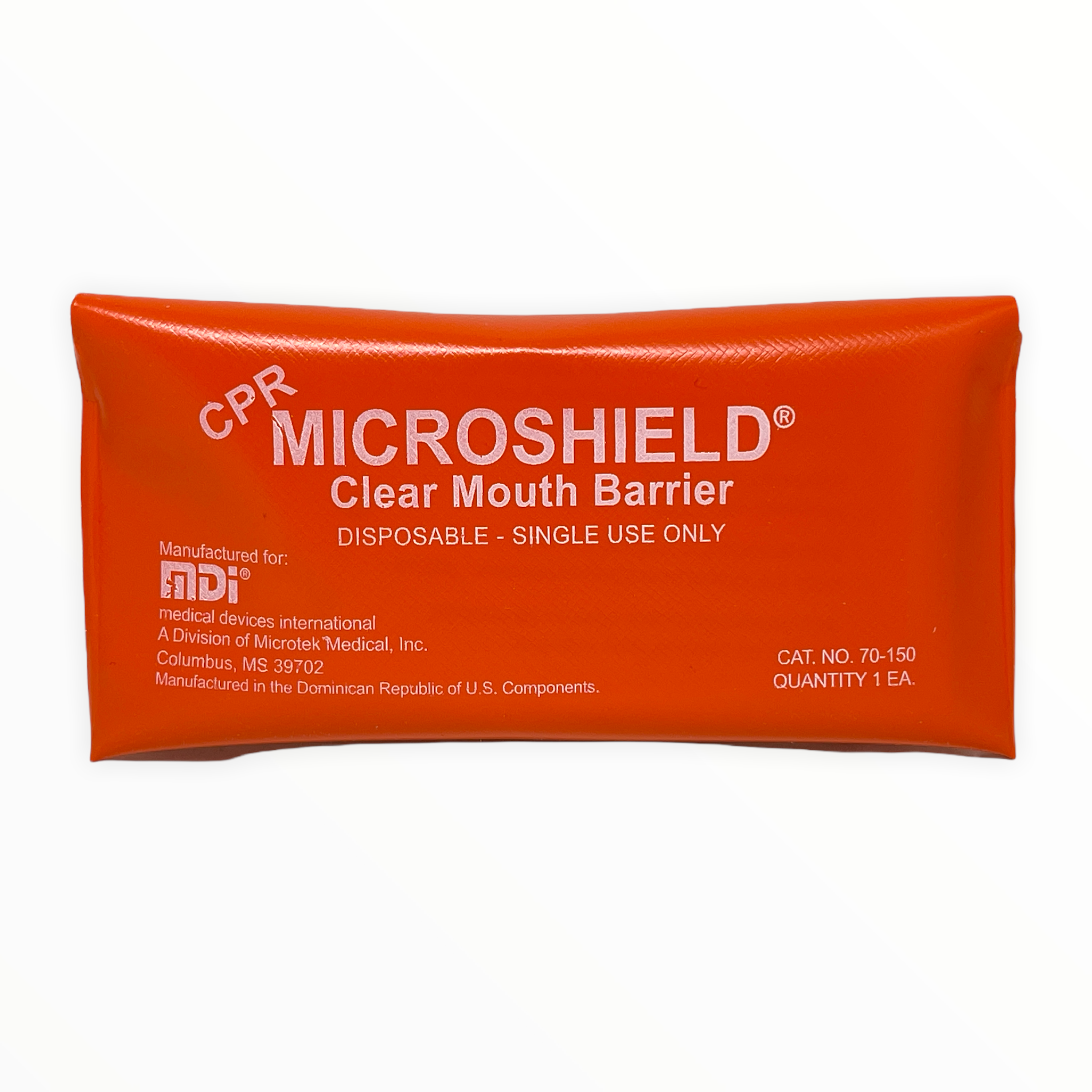 Orange MDI Microshield first aid pouch by Alpenglow Readiness Supply, featuring essential emergency supplies.