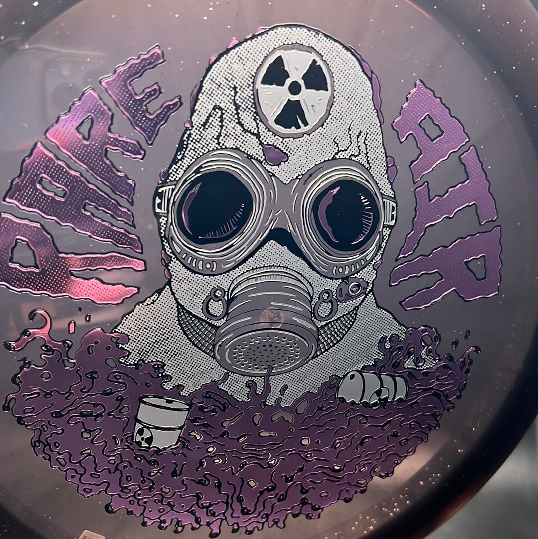 Rare Air Discs Ethos Omen Radioactive Man Edition disc golf disc with bold design and vibrant colors on a white background.