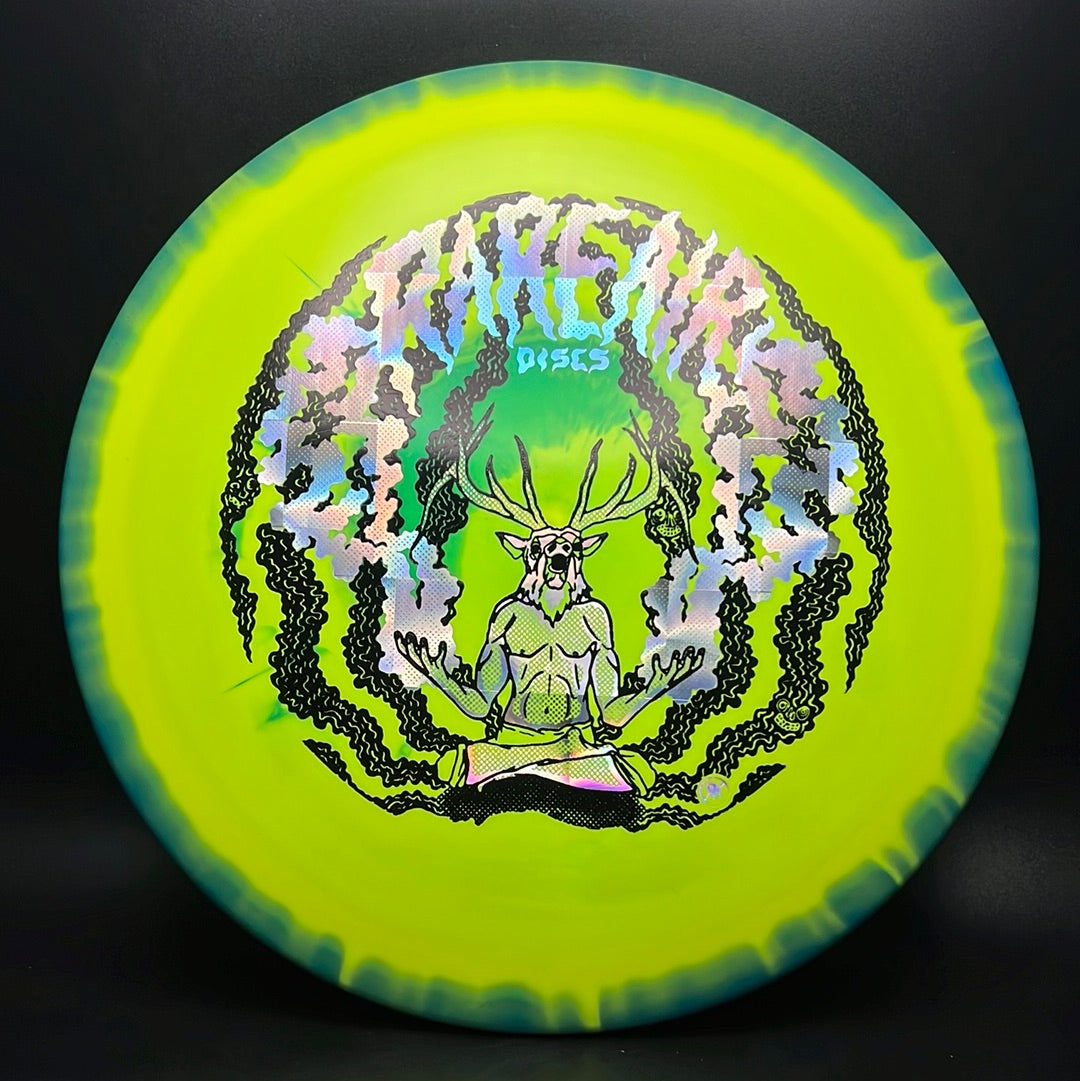 Rare Air Discs Halo S-Blend Exodus disc golf disc with custom RAD Elk stamp, featuring a sleek design and vibrant colors.