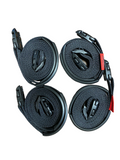 Black 10 ft spa hot tub cover with adjustable buckle wind straps, includes two complete kits for secure fitting.