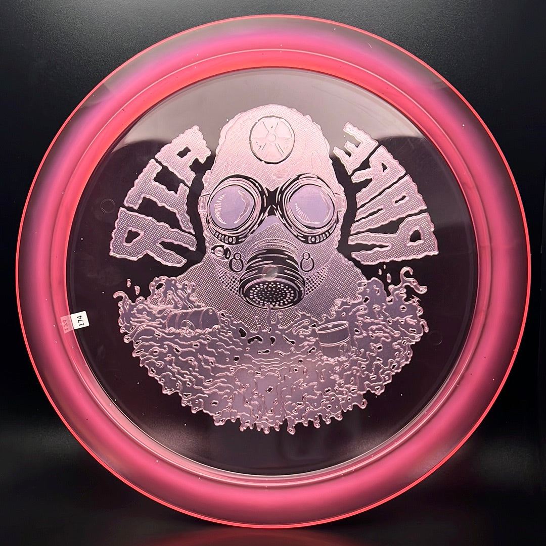 Rare Air Discs Ethos Omen Radioactive Man Edition disc golf disc with vibrant graphic design and durable plastic.