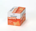 Flexible heavy weight fingertip bandages by Alpenglow, displayed in a first aid kit setting with various supplies.