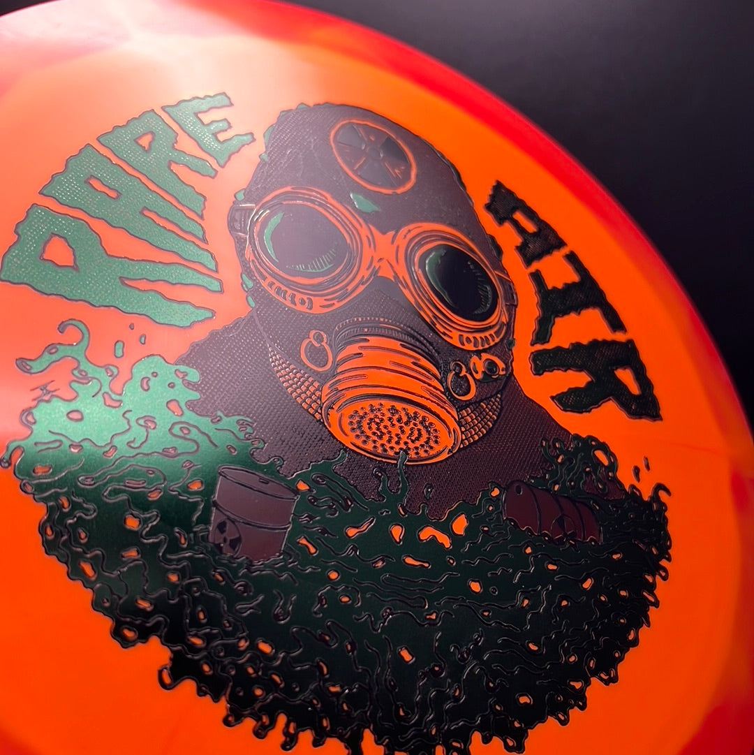 Rare Air Discs Halo S-Blend Czar disc golf disc from Radioactive Man edition, showcasing its vibrant colors and detailed design.