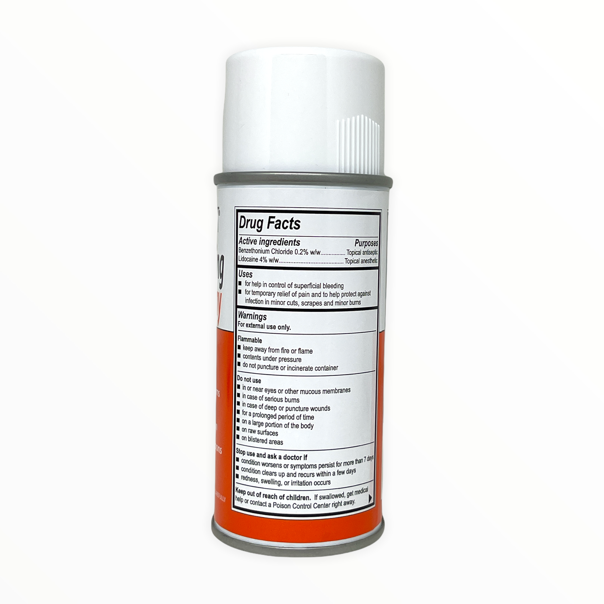 Medique blood clotting spray in a first aid supplies bottle, showcasing clear labeling and spray nozzle.