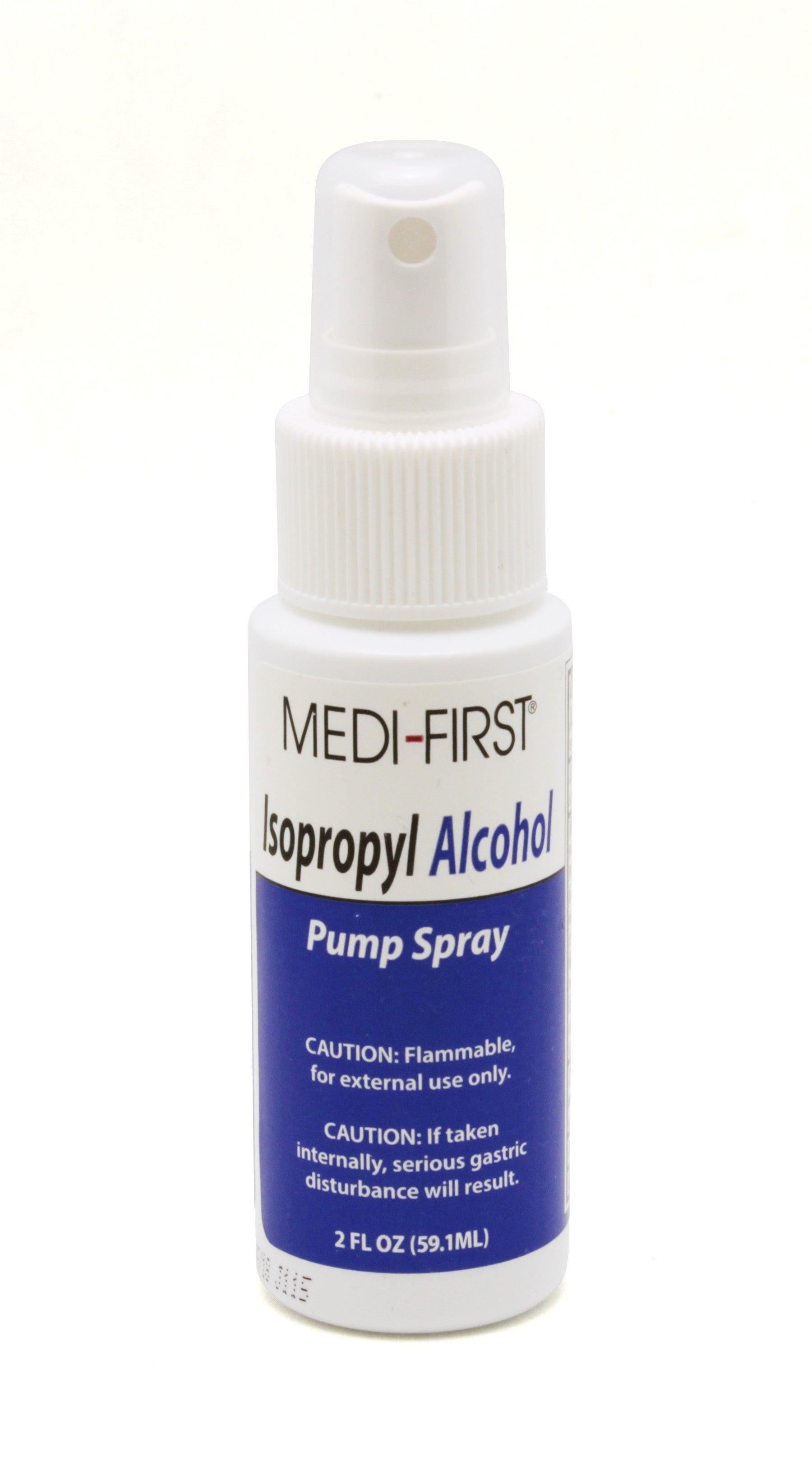 Medique Isopropyl Alcohol 70% pump spray bottle, a first aid supply for disinfecting and cleaning skin or surfaces.
