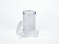 Plastic vial of Medique eye cups, a first aid supply by Alpenglow Readiness Supply, displayed against a neutral background.