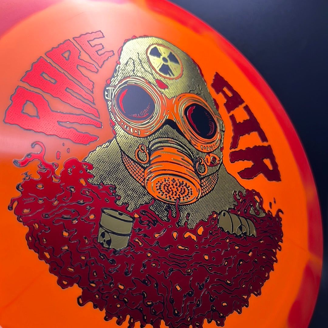Rare Air Discs Halo S-Blend Czar disc golf disc with radioactive man design, first run edition, featuring vibrant colors and detailed artwork.