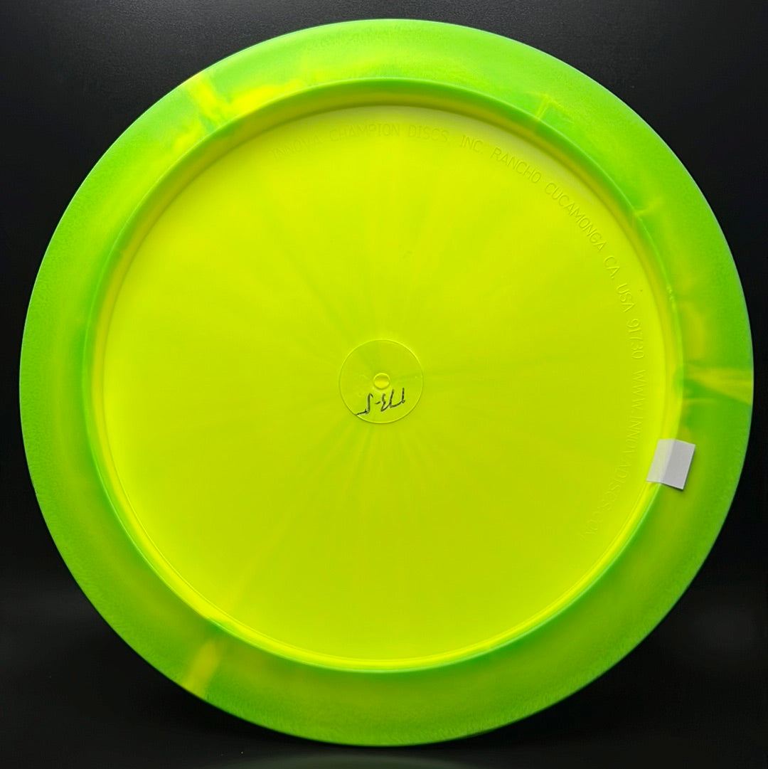Rare Air Discs Halo S-Blend Czar disc golf disc, radioactive man edition, with vibrant color swirls visible in the image.