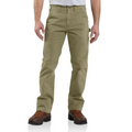 Khaki twill dungaree jeans for men by Carhartt, featuring a classic fit and durable fabric.