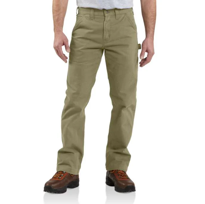 Khaki twill dungaree jeans for men by Carhartt, featuring a classic fit and durable fabric.
