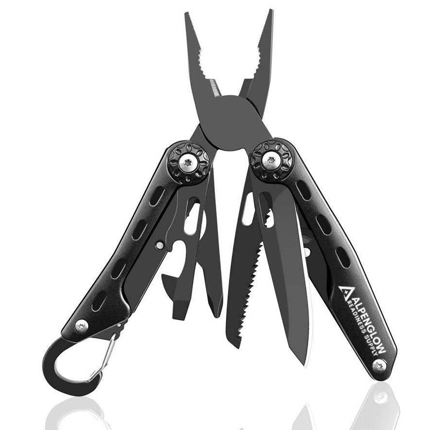Alpenglow Readiness Supply outdoor multi-tool featuring various tools and a rugged design for versatile use.