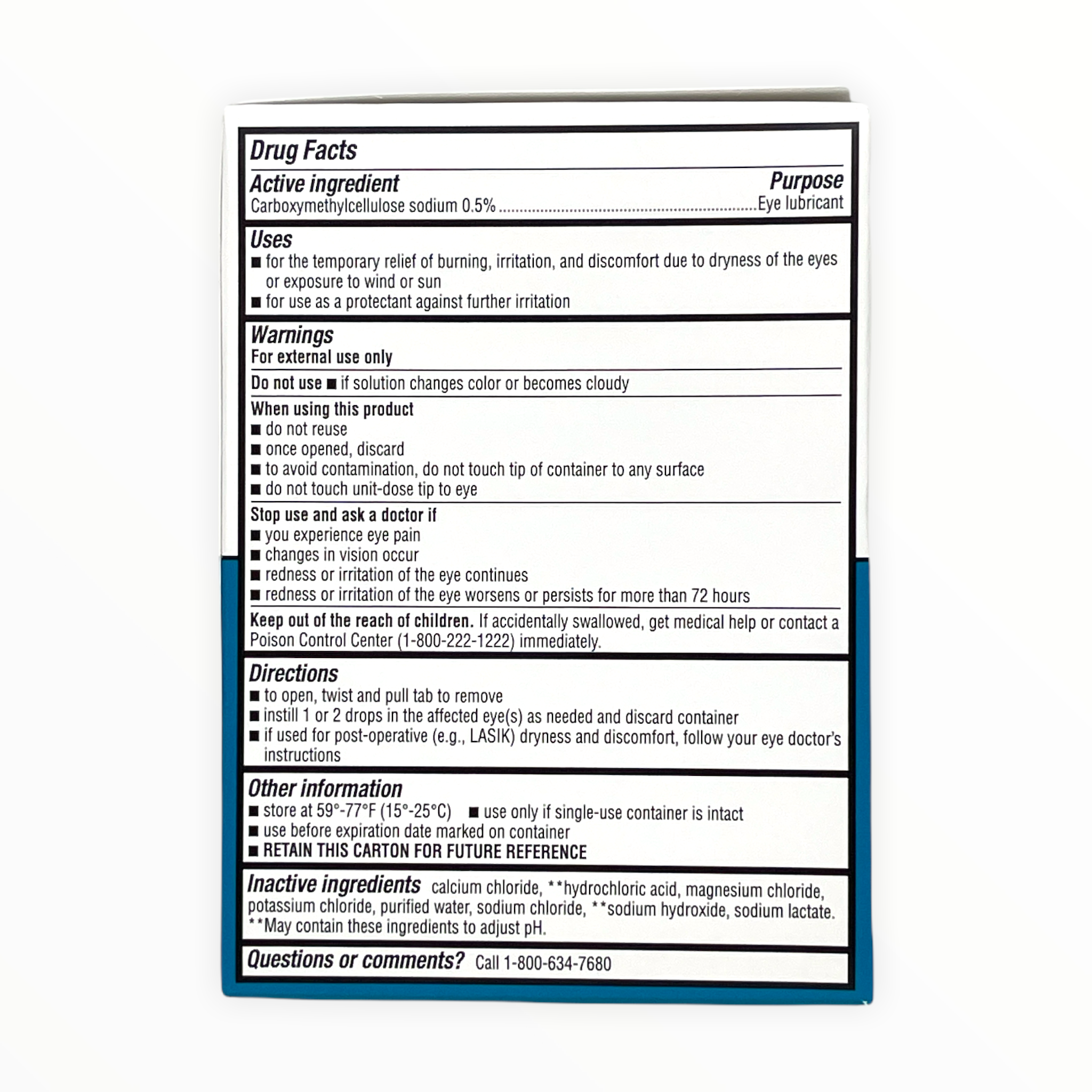 Medique Lubricant Eyedrops in a small bottle, used for soothing and lubricating dry or irritated eyes in first aid situations.