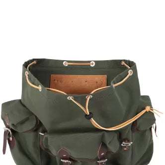 Inside view of the brown Backcountry Sportsman Wanderer Pack showing compartments and storage features.