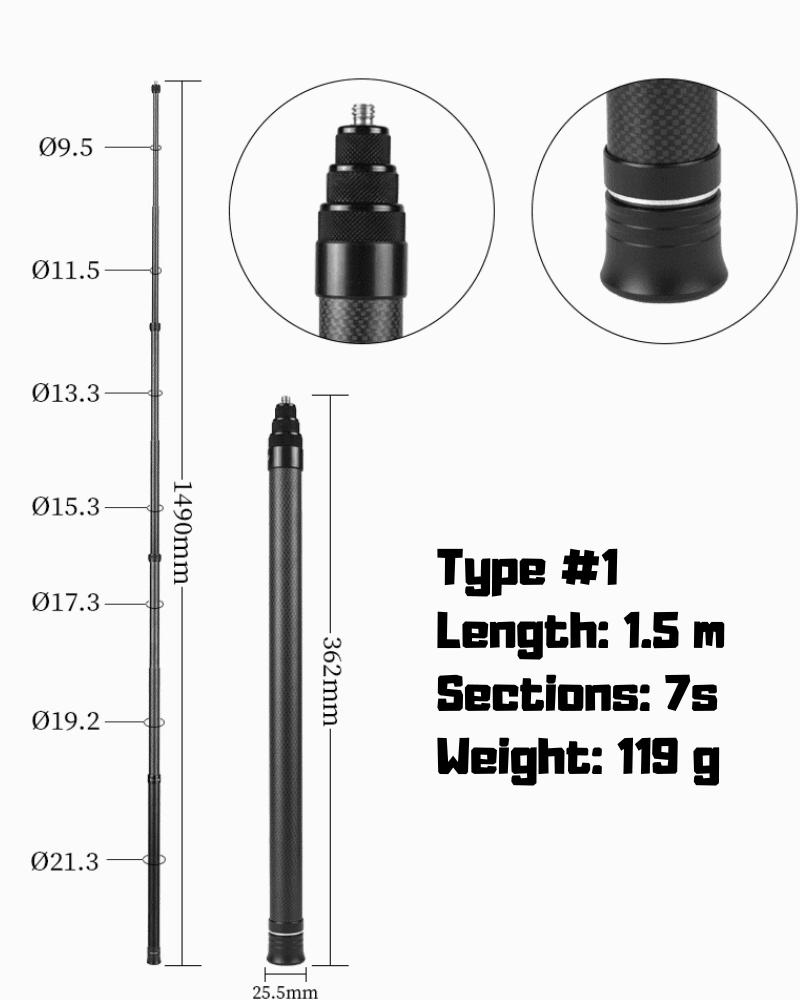 Insta360 camera with Bean's Moto Booth invisible selfie stick, 1.5m and 3m lengths, extending selfie stick for action shots.