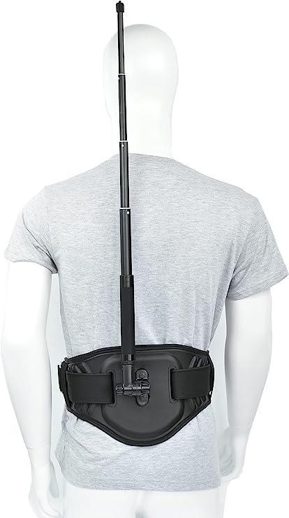 Insta360 camera waist mount by Bean's Moto Booth, adjustable strap and secure clip for hands-free filming.
