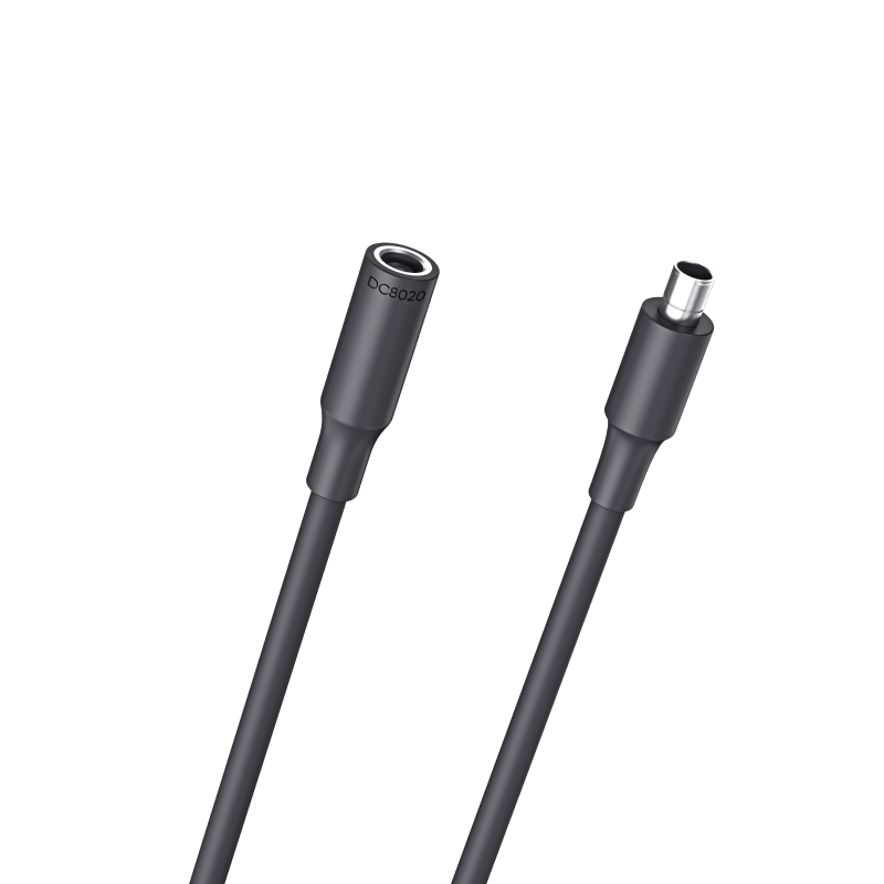 Jackery DC extension cable for solar panel connection, black with connectors on each end, used for solar power setups.