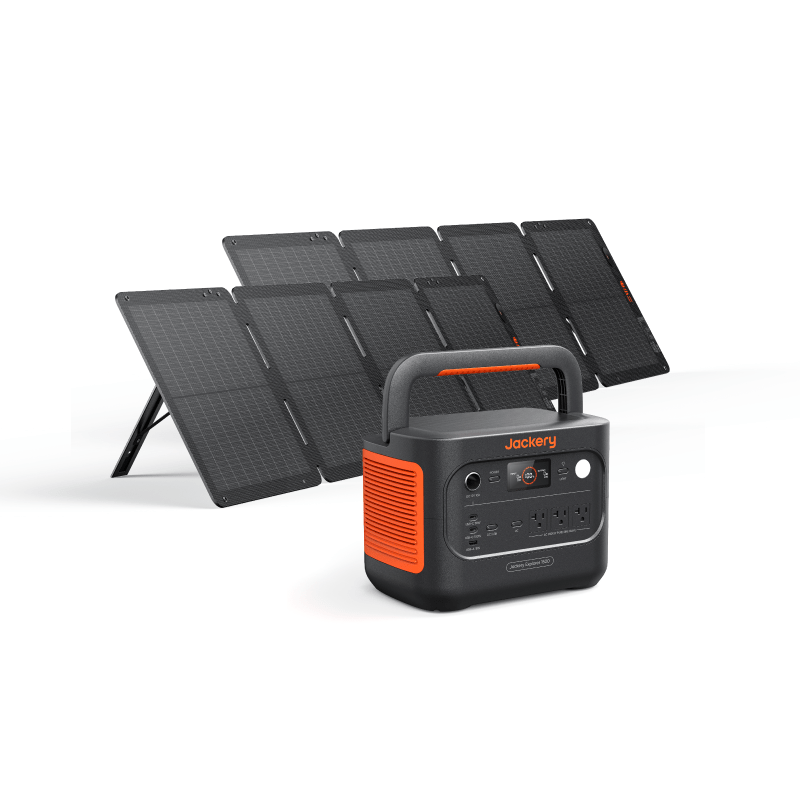 Jackery Solar Generator 1500 v2 with solar panels, showcasing portable power station in a natural outdoor setting.
