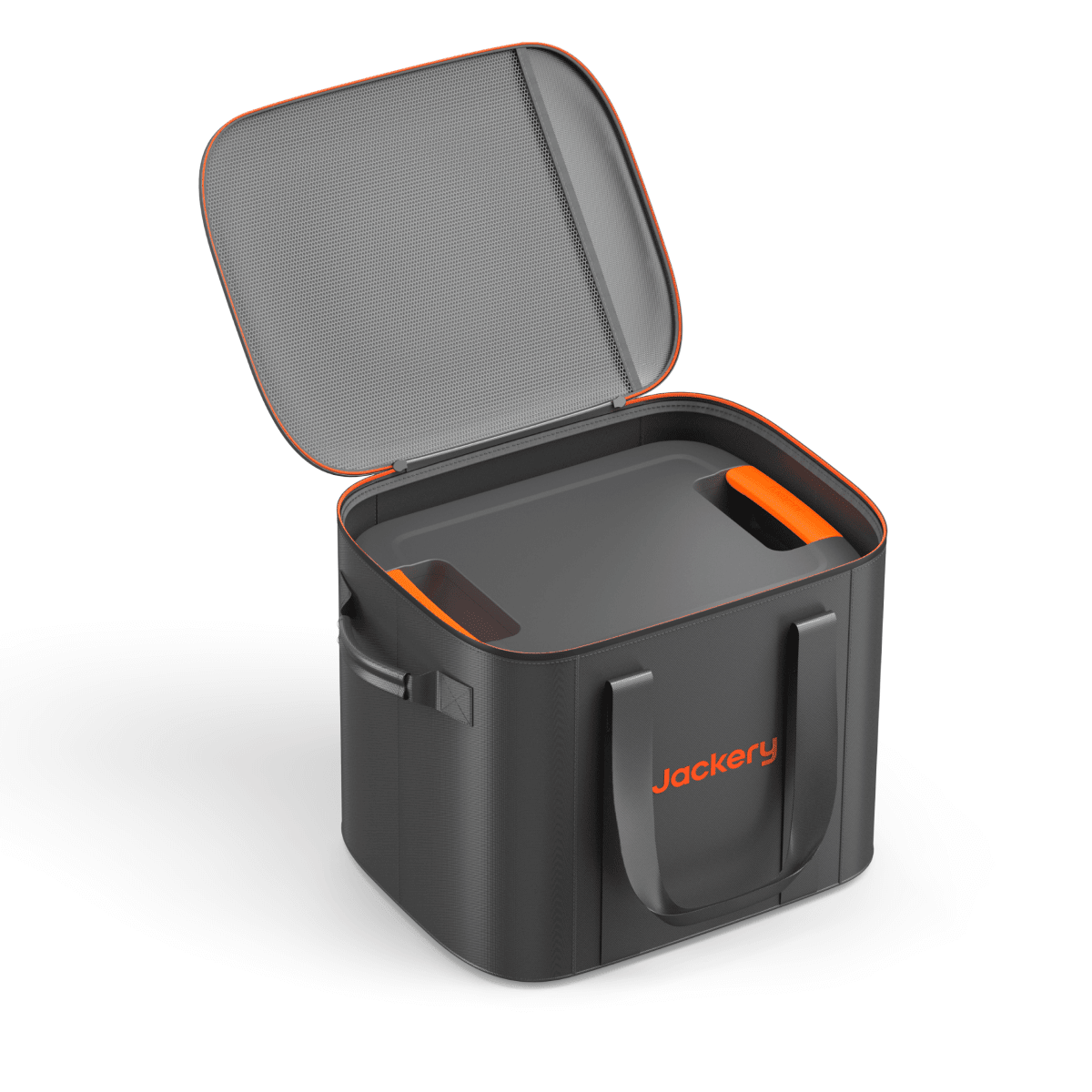 Jackery upgraded carrying case (L) in black, featuring a durable design and spacious interior for storage and transport.