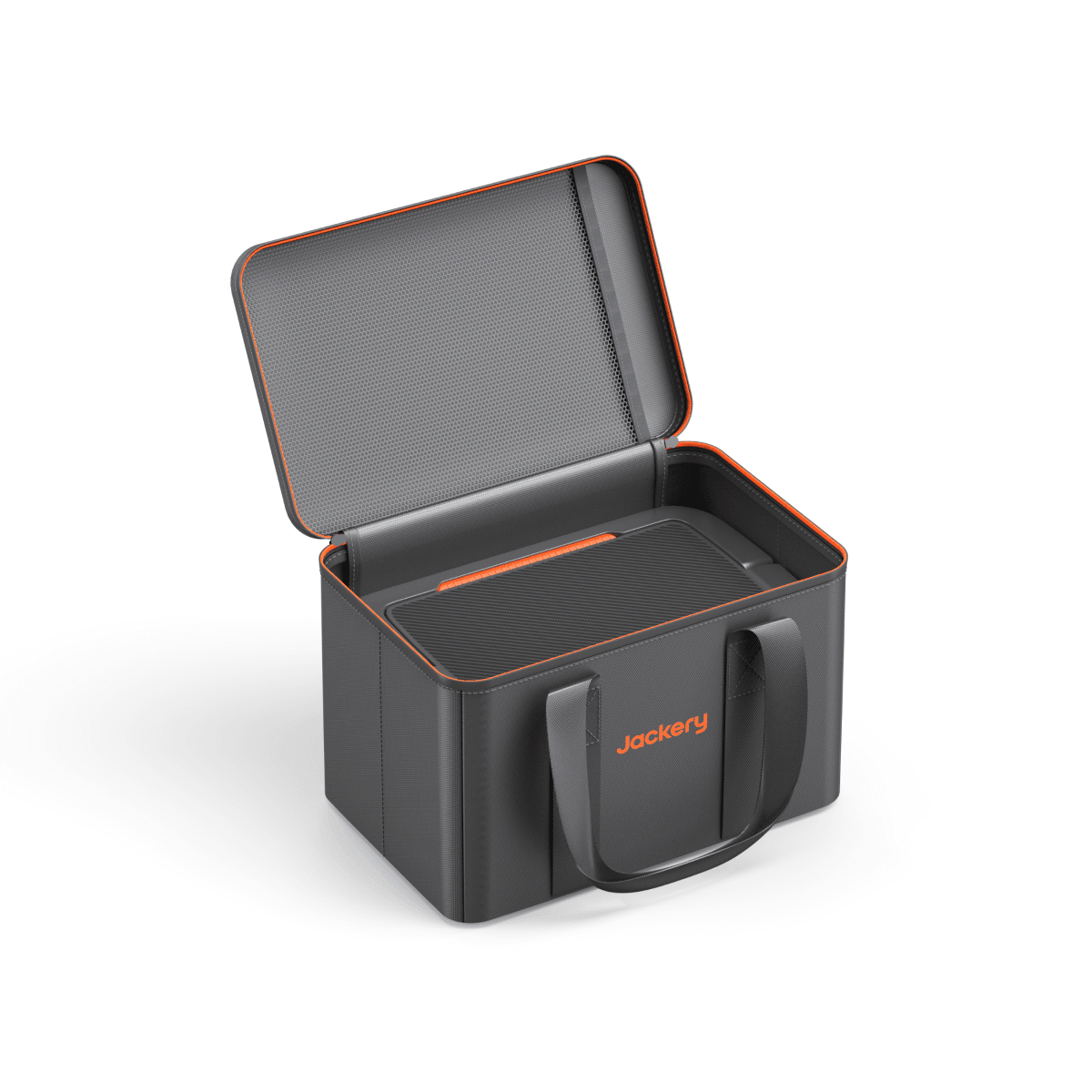 Jackery upgraded carrying case for handbags, compact and durable black fabric with zipper closure, designed for portable storage.