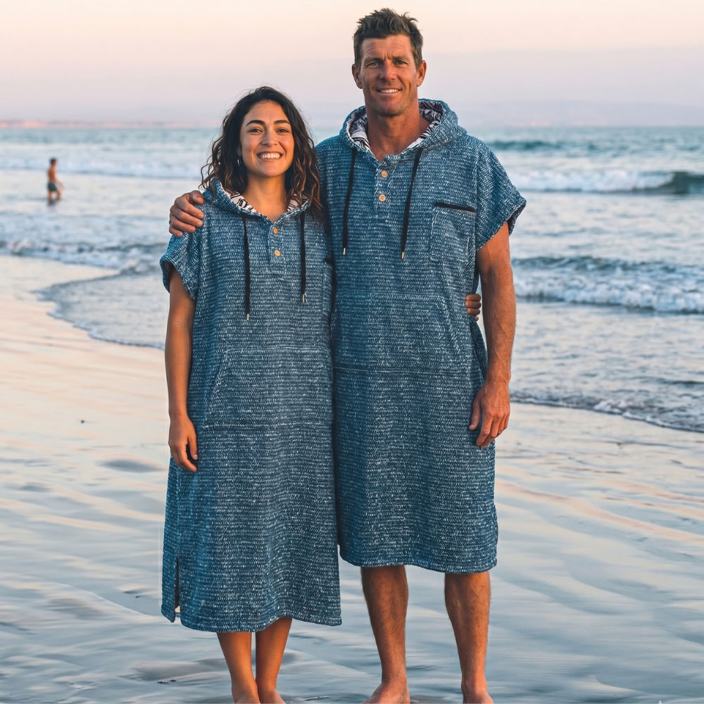 Blanket Hoodie | Indigo Surf Poncho | 100% Cotton Wearable Blanket Robe | As Seen on Netflix's Beef Season 2 - OVERLANDERS Outfitter