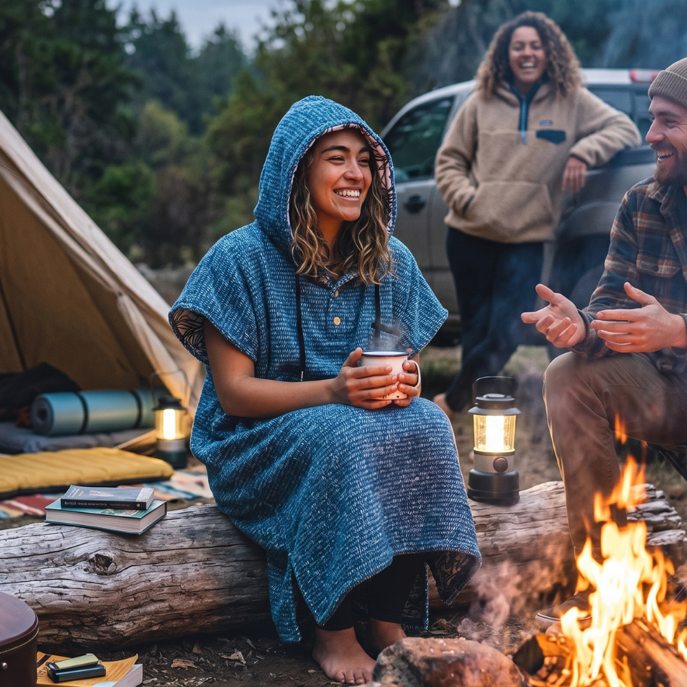 Blanket Hoodie | Indigo Surf Poncho | 100% Cotton Wearable Blanket Robe | As Seen on Netflix's Beef Season 2 - OVERLANDERS Outfitter