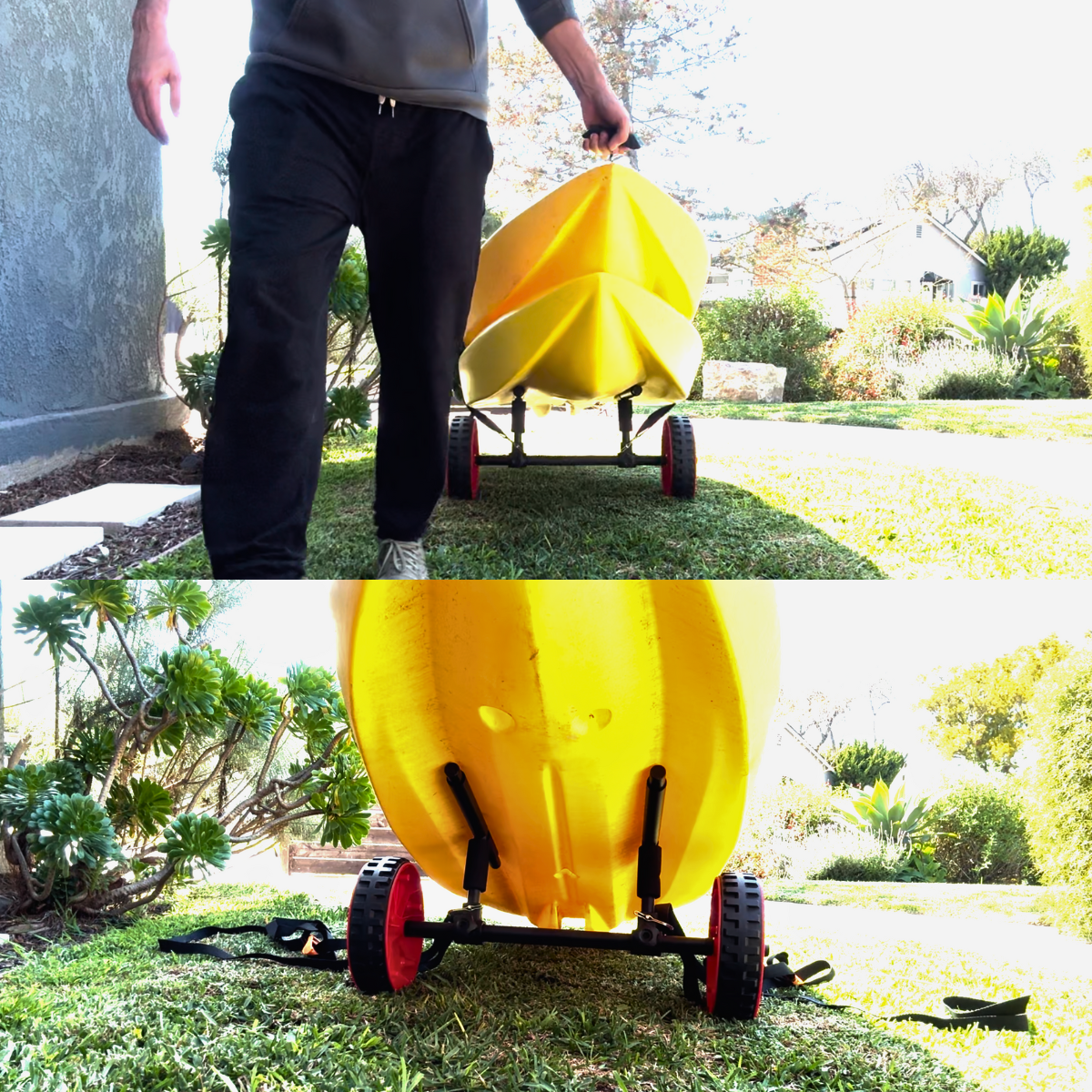 COR Surf adjustable 3-in-1 SUP and kayak transport cart with rugged wheels and adjustable frame for easy watercraft transport