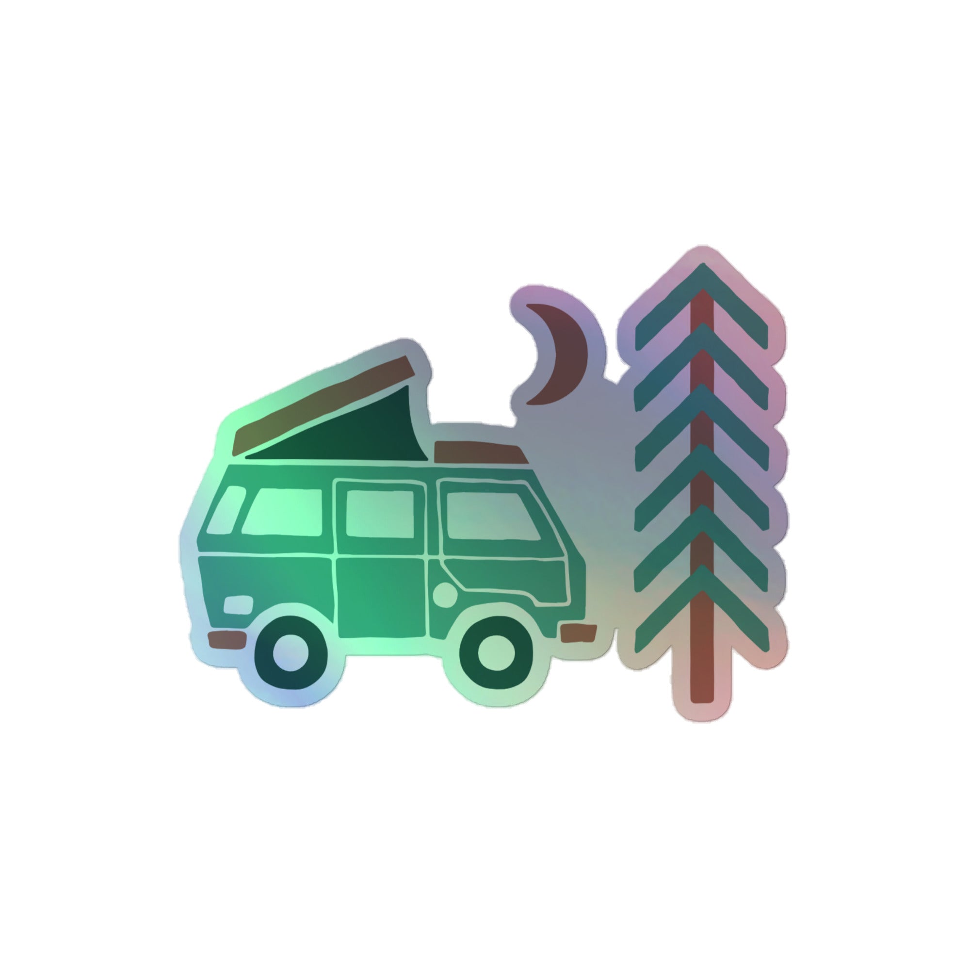 Go Outside Van & Moon Holographic Sticker - OVERLANDERS Outfitter