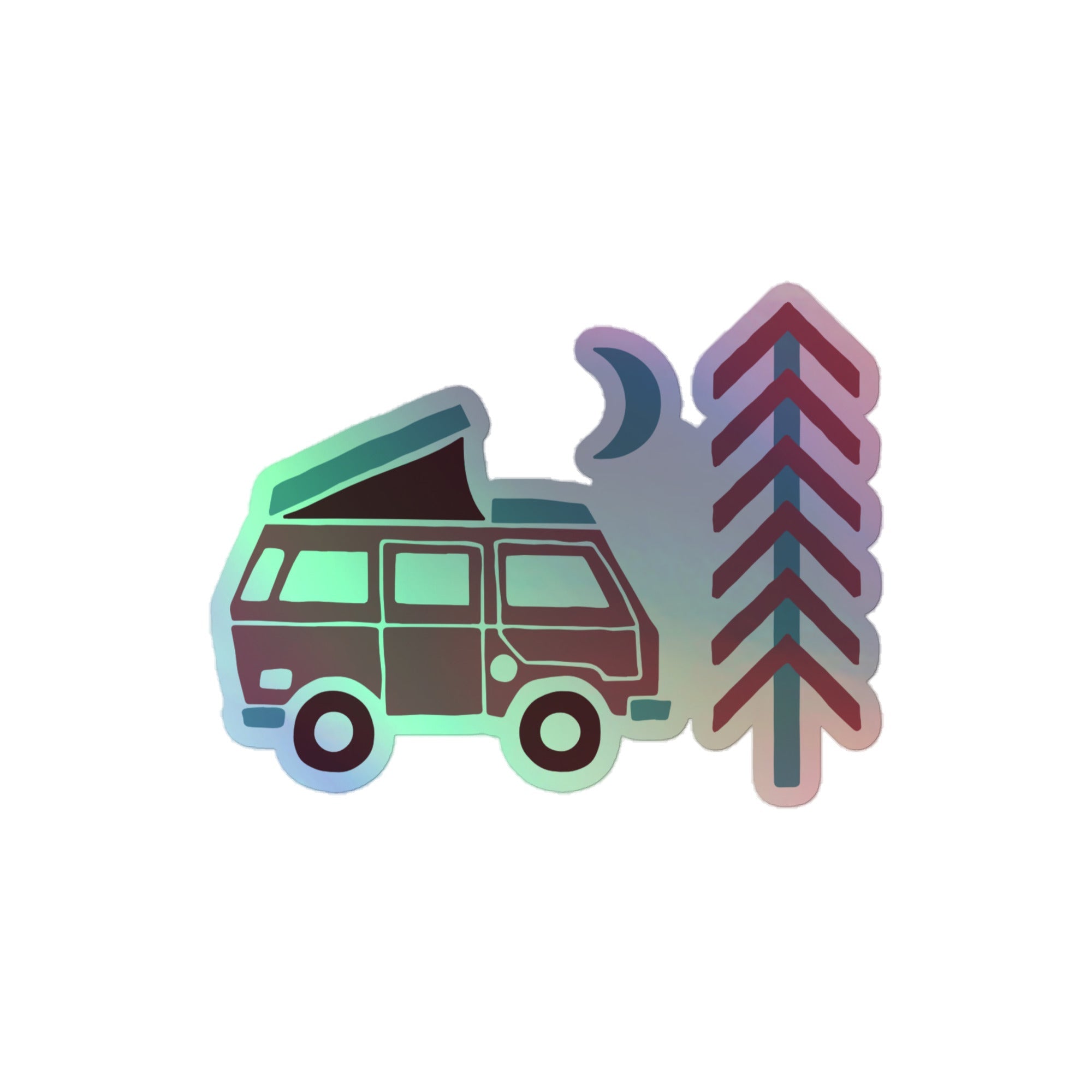 Go Outside Van & Moon Holographic Sticker - OVERLANDERS Outfitter