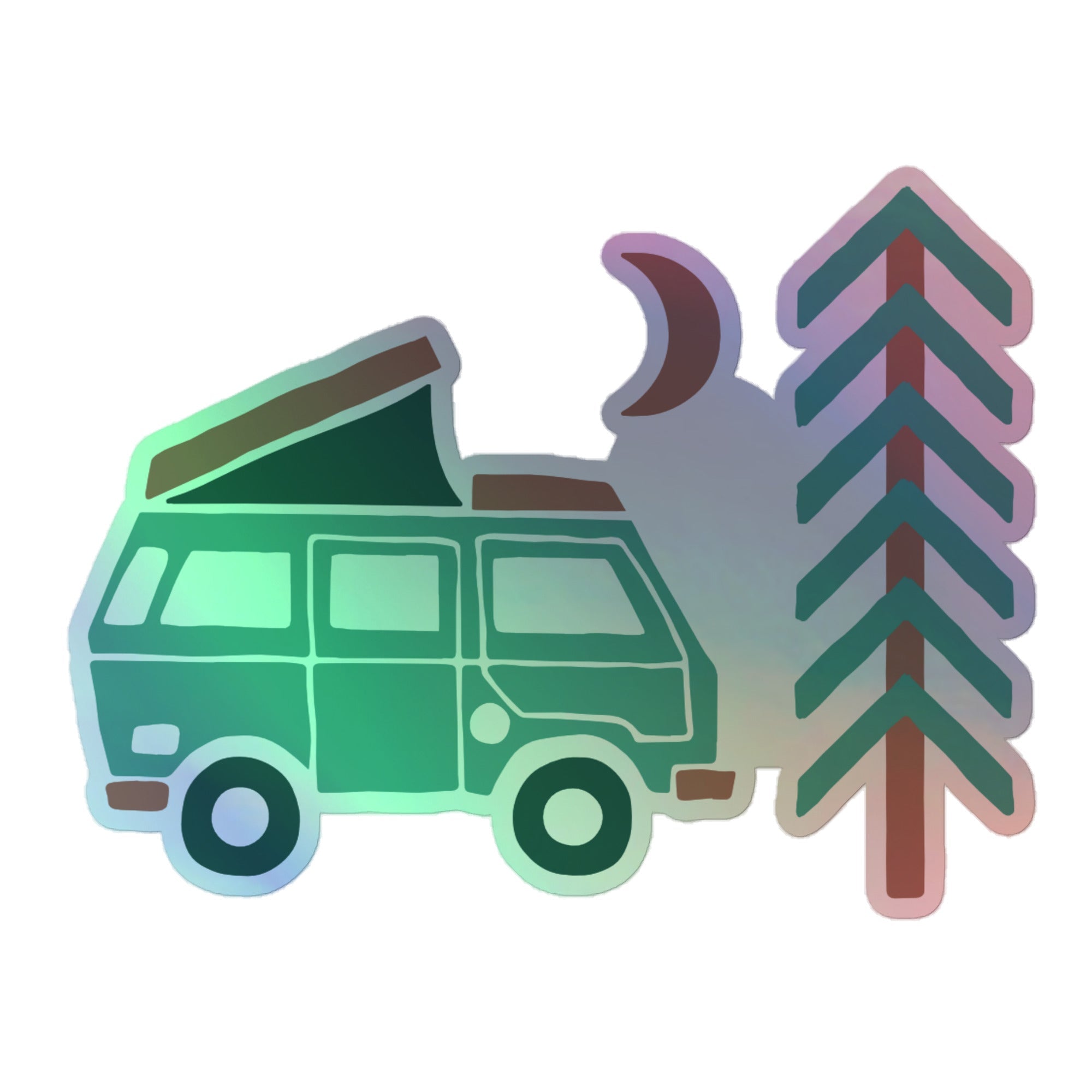 Go Outside Van & Moon Holographic Sticker - OVERLANDERS Outfitter