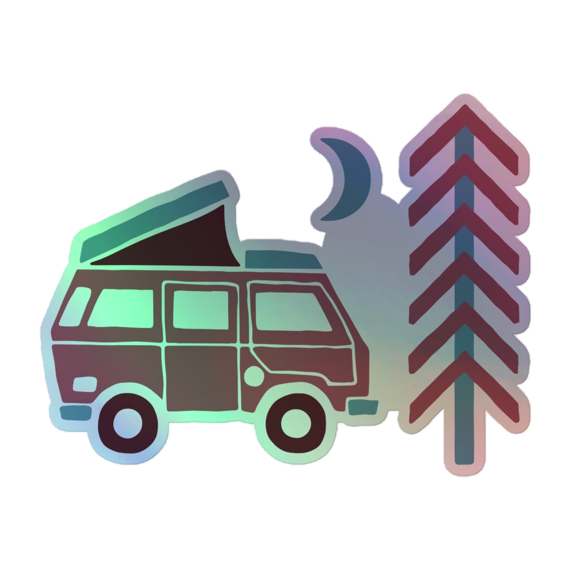 Go Outside Van & Moon Holographic Sticker - OVERLANDERS Outfitter