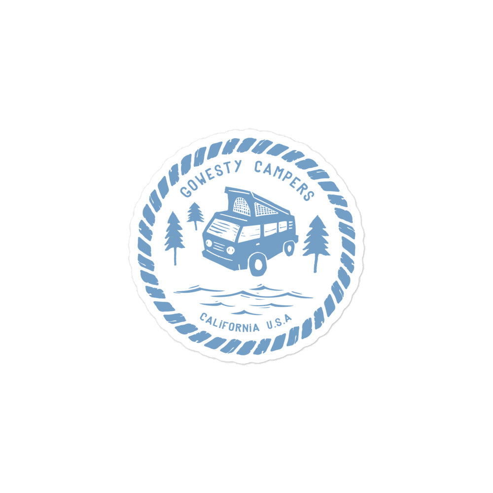 Woodcut Westy Life Blue Sticker - OVERLANDERS Outfitter