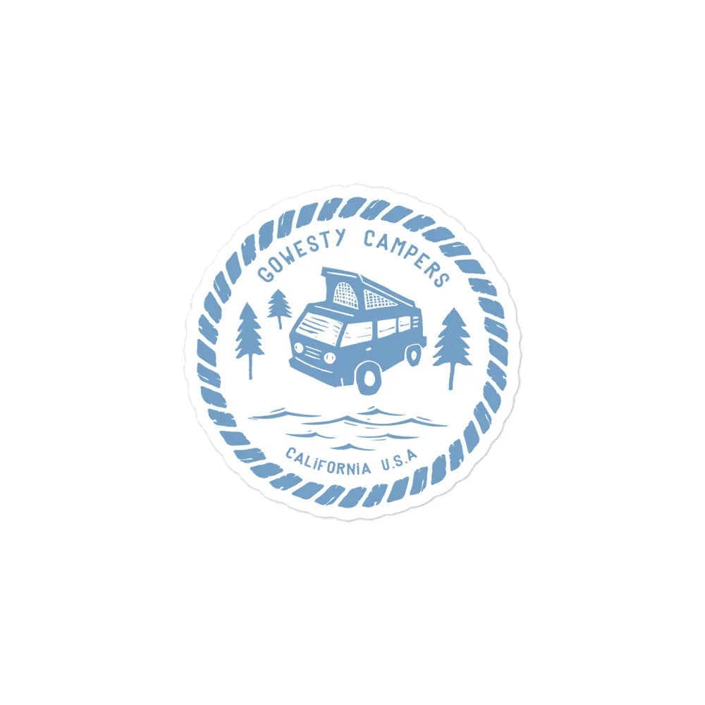 Woodcut Westy Life Blue Sticker - OVERLANDERS Outfitter