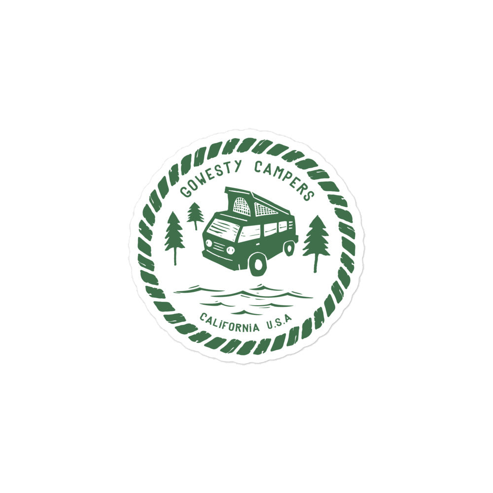 Woodcut Westy Life Green Sticker - OVERLANDERS Outfitter