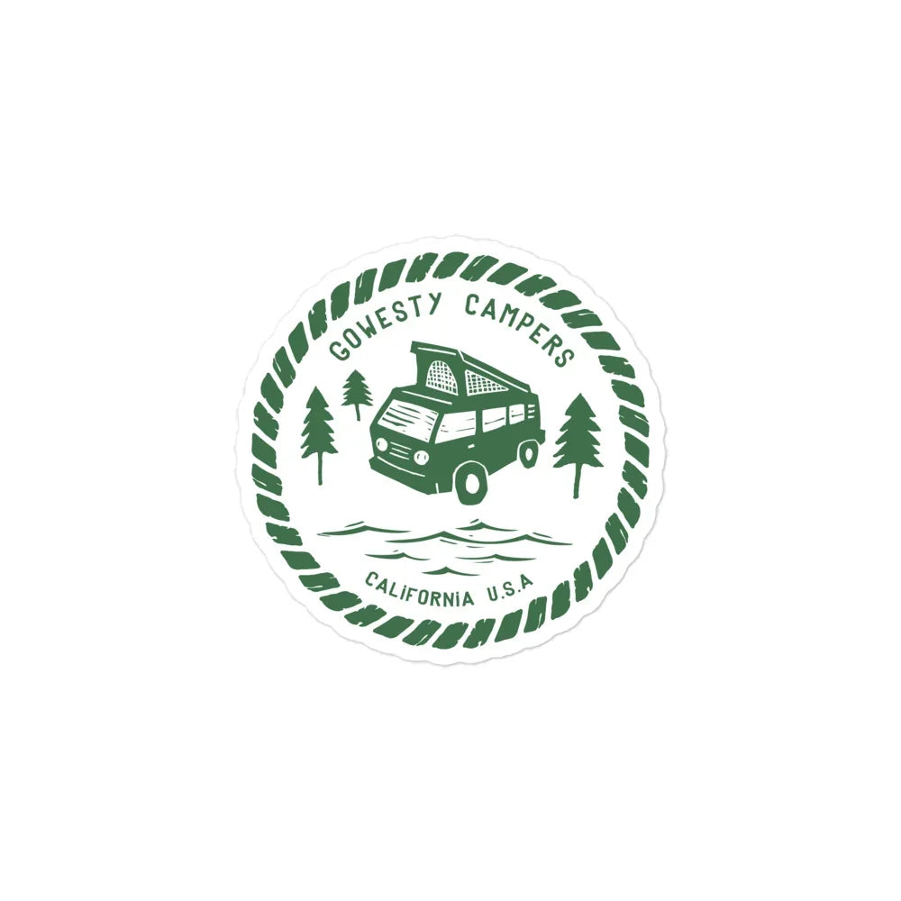 Woodcut Westy Life Green Sticker - OVERLANDERS Outfitter