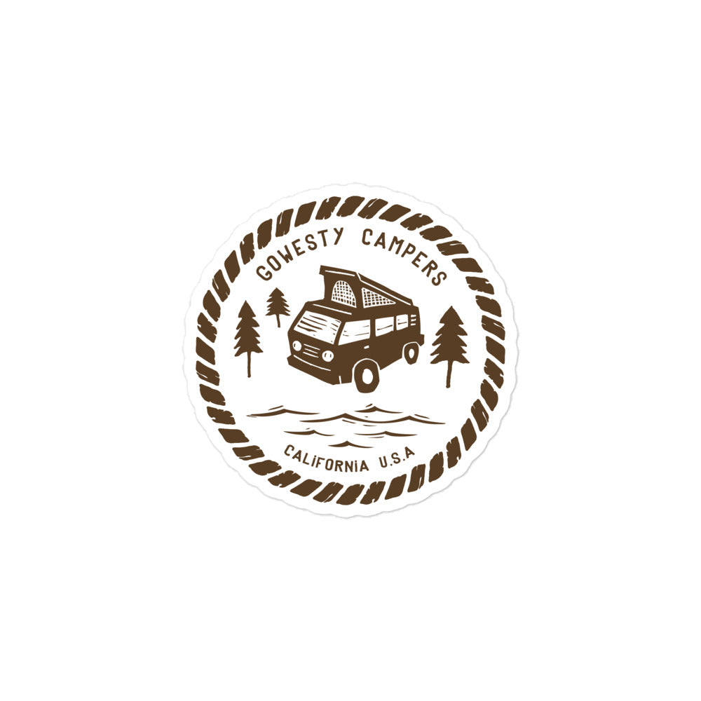 Woodcut Westy Life Brown Sticker - OVERLANDERS Outfitter