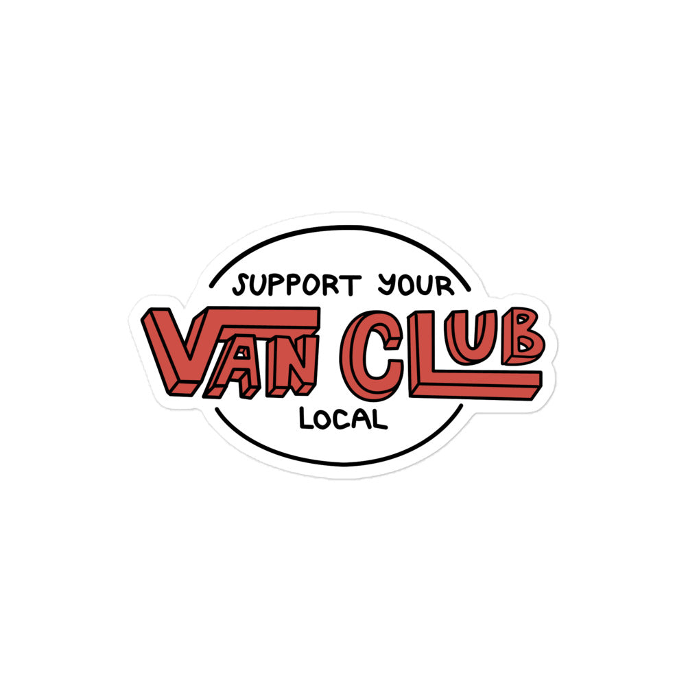 Support Your Local Van Club Red Sticker - OVERLANDERS Outfitter
