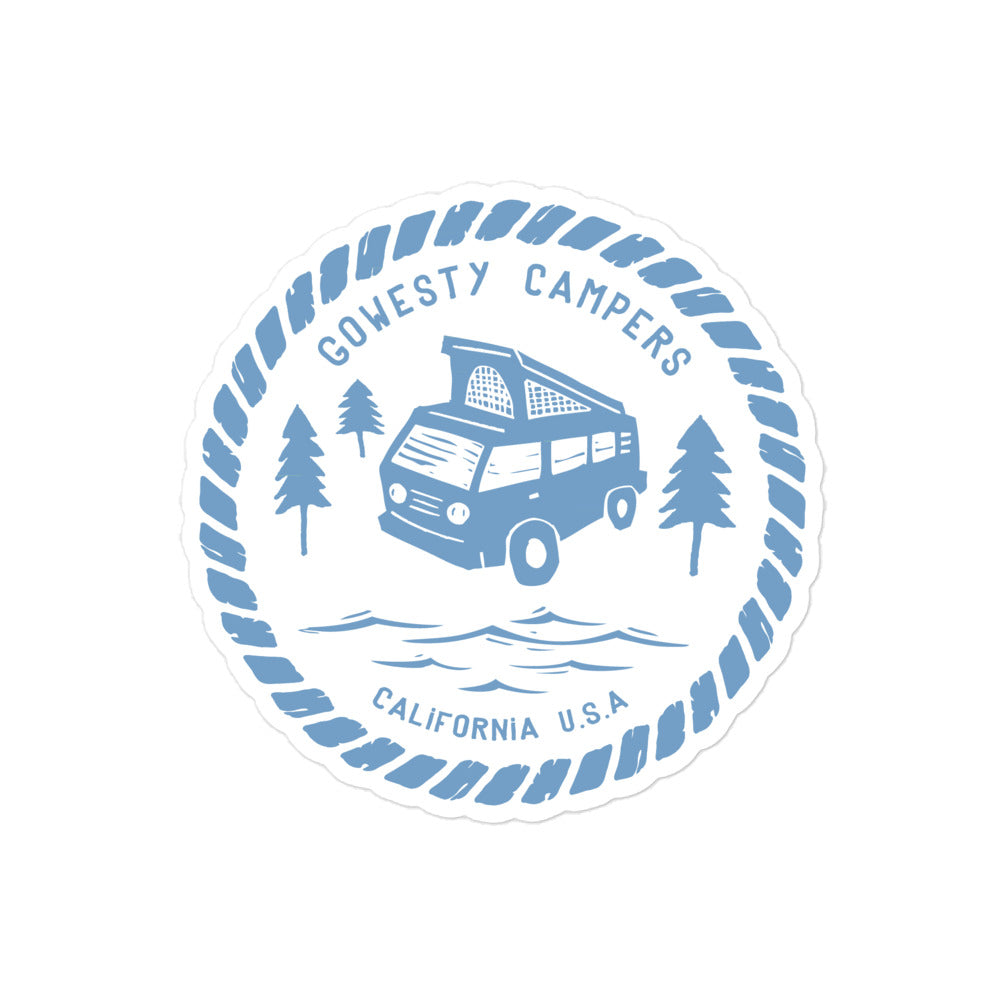 Woodcut Westy Life Blue Sticker - OVERLANDERS Outfitter